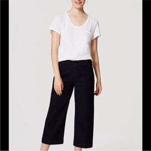 LOFT Black Wide-Leg High Rise Slim Crop Pants